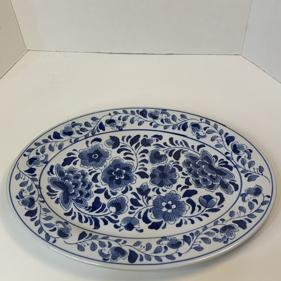 CENTRUM CERAMICS (CHINA) LARGE SERVING PLATTER BLUE/WHITE FLORAL (LABEL) - Picture 4 of 7